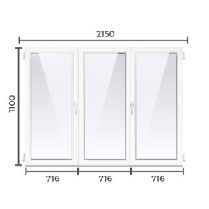 Окно ПВХ Brusbox 60  1100x2150 1 камерный профиль